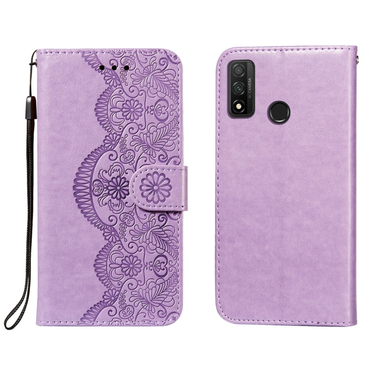 For Huawei P smart 2020 Flower Vine Embossing Pattern Horizontal Flip Leather Case with Card Slot & Holder & Wallet & Lanyard