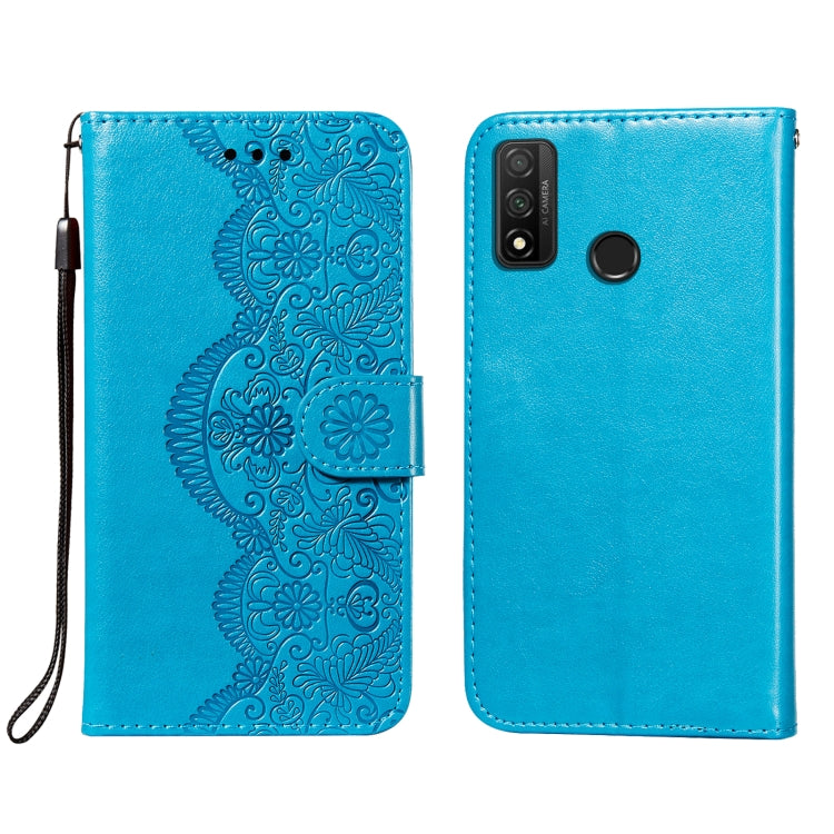 For Huawei P smart 2020 Flower Vine Embossing Pattern Horizontal Flip Leather Case with Card Slot & Holder & Wallet & Lanyard