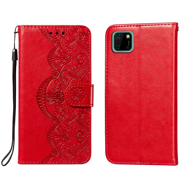 For Huawei Y5p / Honor 9S Flower Vine Embossing Pattern Horizontal Flip Leather Case with Card Slot & Holder & Wallet & Lanyard