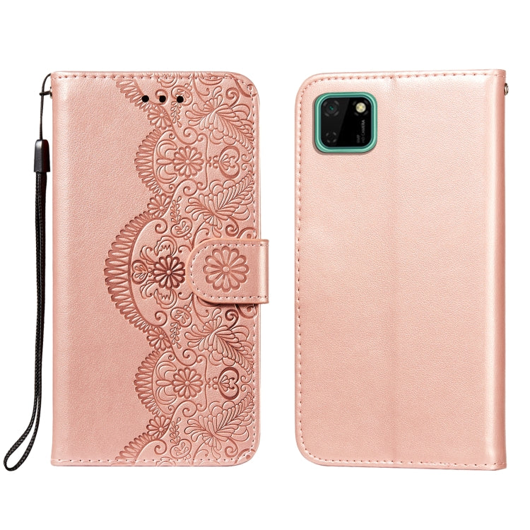 For Huawei Y5p / Honor 9S Flower Vine Embossing Pattern Horizontal Flip Leather Case with Card Slot & Holder & Wallet & Lanyard