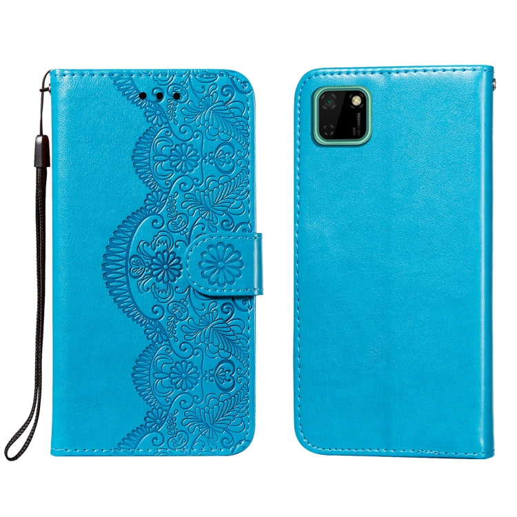 For Huawei Y5p / Honor 9S Flower Vine Embossing Pattern Horizontal Flip Leather Case with Card Slot & Holder & Wallet & Lanyard