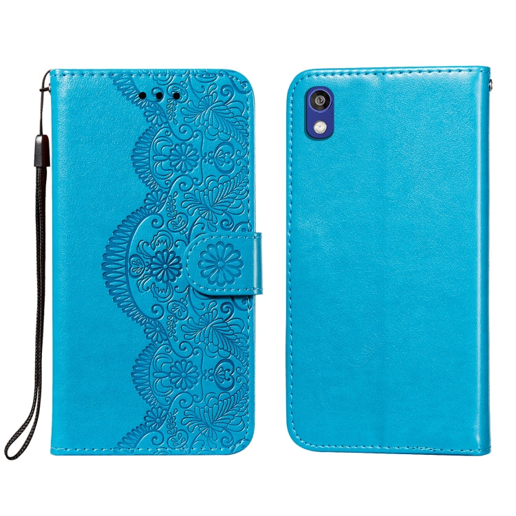For Huawei Y5 (2019) / Honor 8S Flower Vine Embossing Pattern Horizontal Flip Leather Case with Card Slot & Holder & Wallet & Lanyard