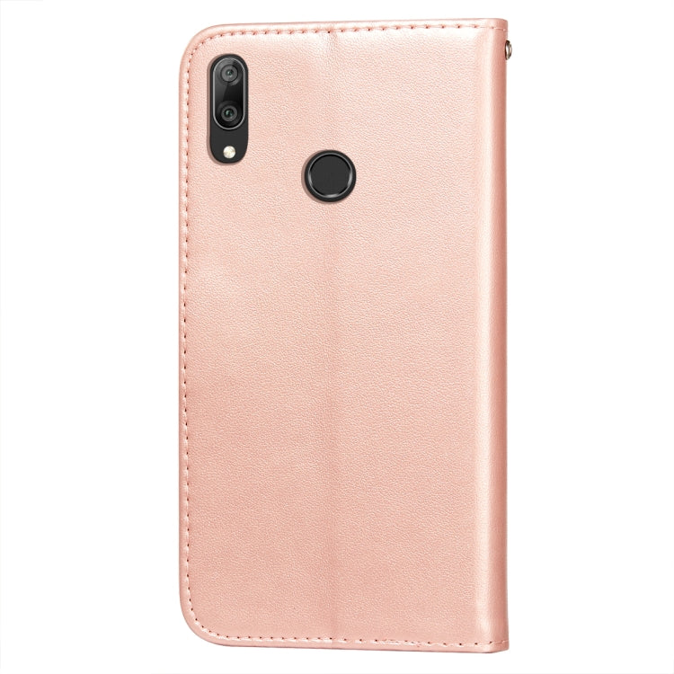 For Huawei Y7 (2019) Flower Vine Embossing Pattern Horizontal Flip Leather Case with Card Slot & Holder & Wallet & Lanyard