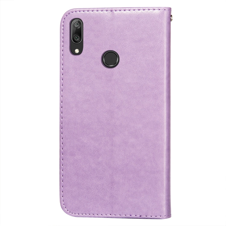 For Huawei Y7 (2019) Flower Vine Embossing Pattern Horizontal Flip Leather Case with Card Slot & Holder & Wallet & Lanyard