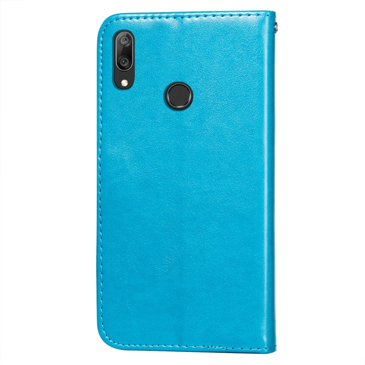 For Huawei Y7 (2019) Flower Vine Embossing Pattern Horizontal Flip Leather Case with Card Slot & Holder & Wallet & Lanyard
