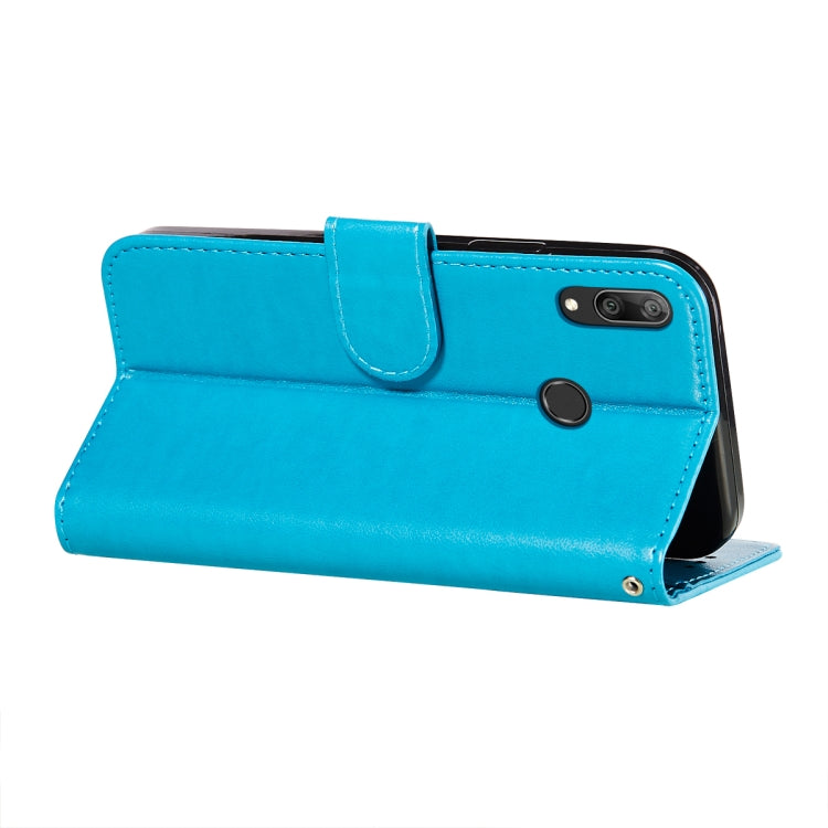 For Huawei Y7 (2019) Flower Vine Embossing Pattern Horizontal Flip Leather Case with Card Slot & Holder & Wallet & Lanyard