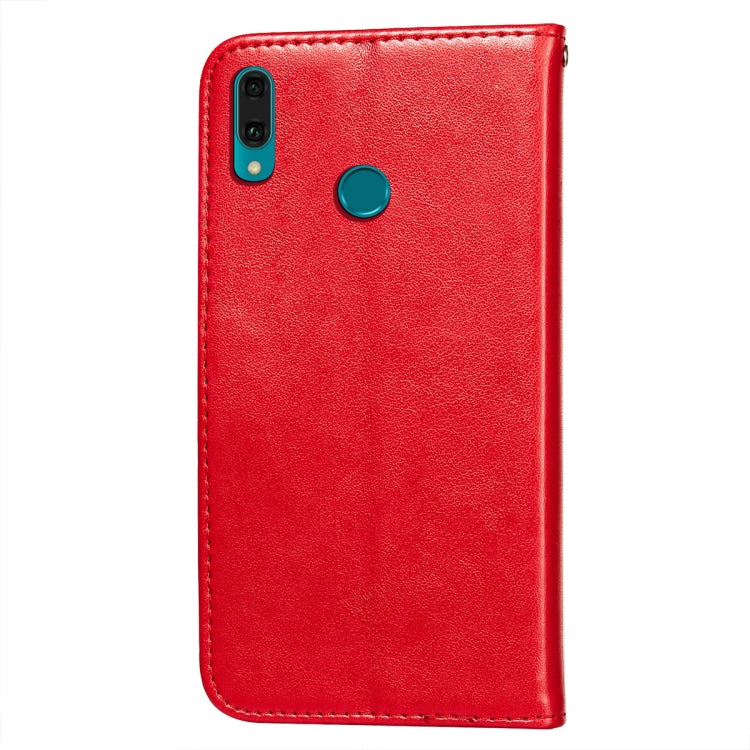 For Huawei Y9 (2019) Flower Vine Embossing Pattern Horizontal Flip Leather Case with Card Slot & Holder & Wallet & Lanyard