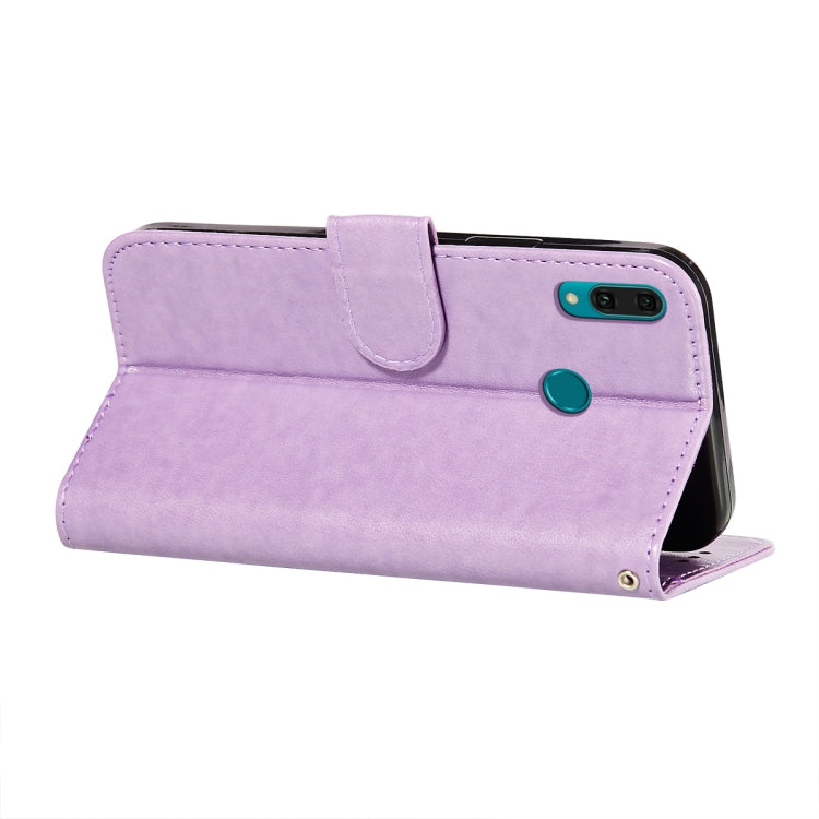 For Huawei Y9 (2019) Flower Vine Embossing Pattern Horizontal Flip Leather Case with Card Slot & Holder & Wallet & Lanyard