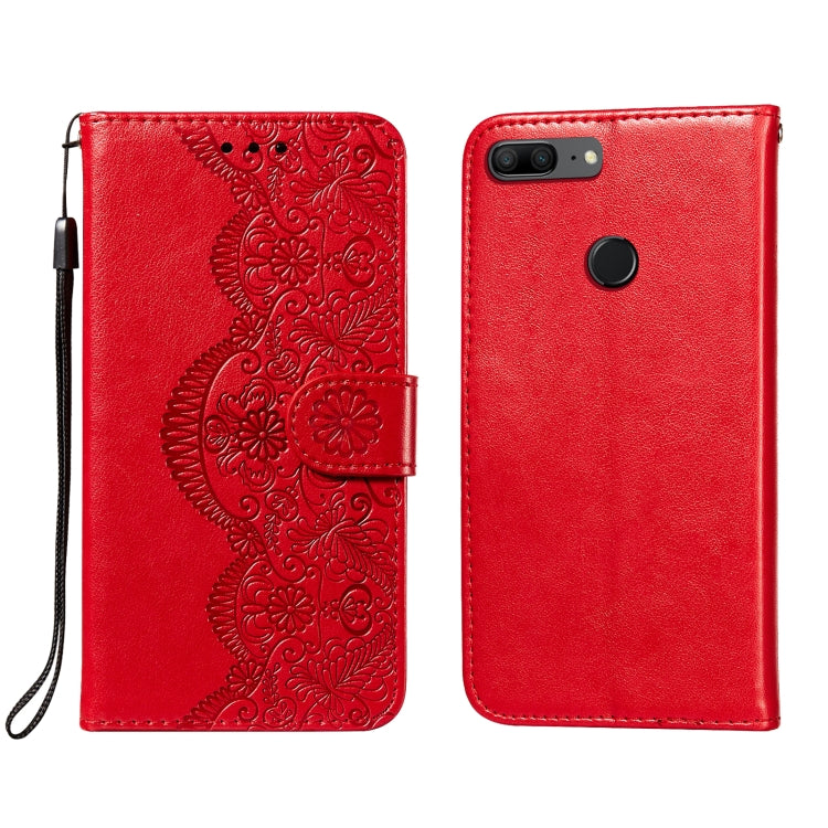 For Huawei Honor 7S / Y5 (2018) Flower Vine Embossing Pattern Horizontal Flip Leather Case with Card Slot & Holder & Wallet & Lanyard