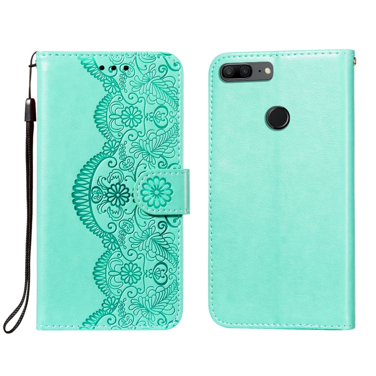 For Huawei Honor 7S / Y5 (2018) Flower Vine Embossing Pattern Horizontal Flip Leather Case with Card Slot & Holder & Wallet & Lanyard