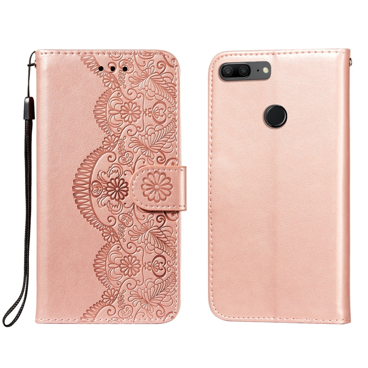 For Huawei Honor 7S / Y5 (2018) Flower Vine Embossing Pattern Horizontal Flip Leather Case with Card Slot & Holder & Wallet & Lanyard