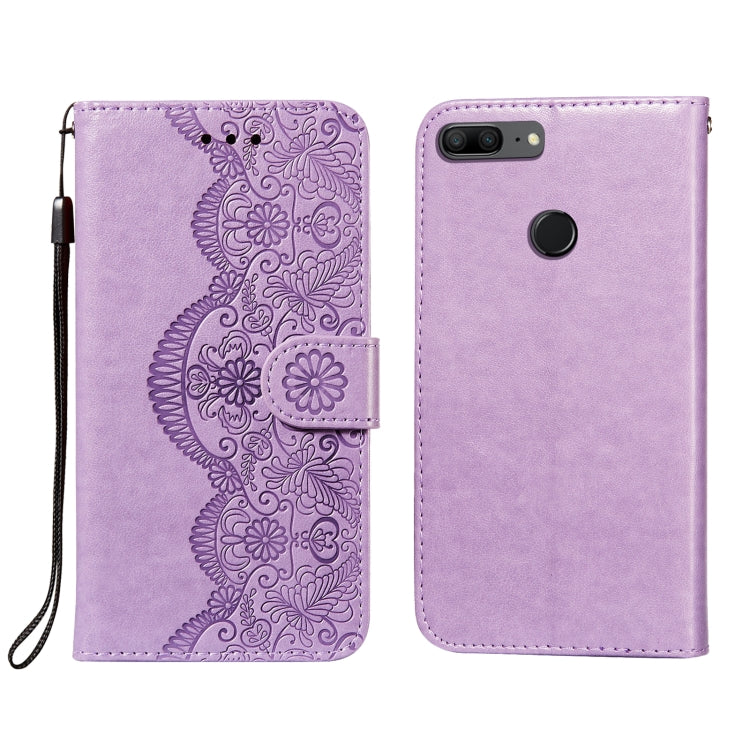 For Huawei Honor 7S / Y5 (2018) Flower Vine Embossing Pattern Horizontal Flip Leather Case with Card Slot & Holder & Wallet & Lanyard