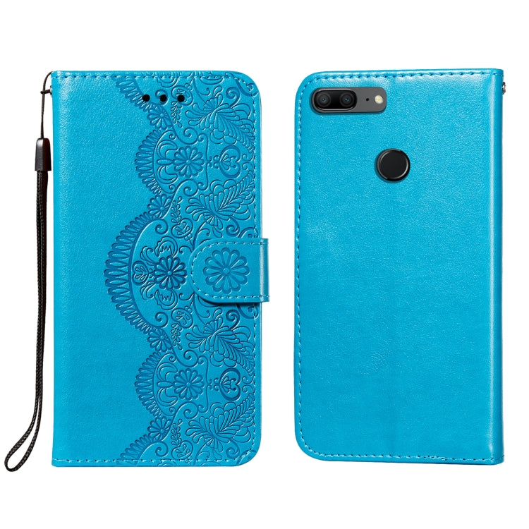 For Huawei Honor 7S / Y5 (2018) Flower Vine Embossing Pattern Horizontal Flip Leather Case with Card Slot & Holder & Wallet & Lanyard