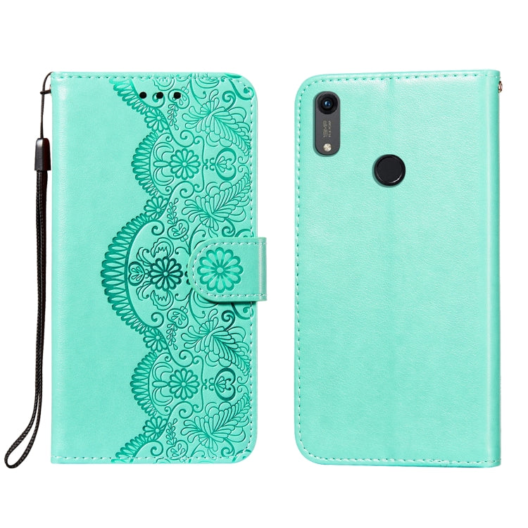 For Huawei Honor 8A / Y6 (2019) Flower Vine Embossing Pattern Horizontal Flip Leather Case with Card Slot & Holder & Wallet & Lanyard