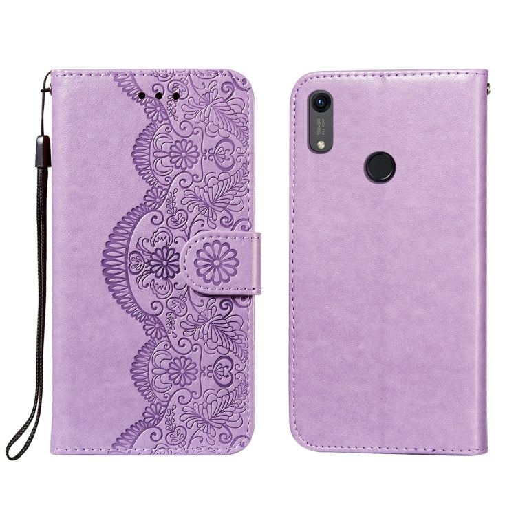 For Huawei Honor 8A / Y6 (2019) Flower Vine Embossing Pattern Horizontal Flip Leather Case with Card Slot & Holder & Wallet & Lanyard
