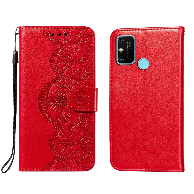 For Huawei Honor 9A Flower Vine Embossing Pattern Horizontal Flip Leather Case with Card Slot & Holder & Wallet & Lanyard