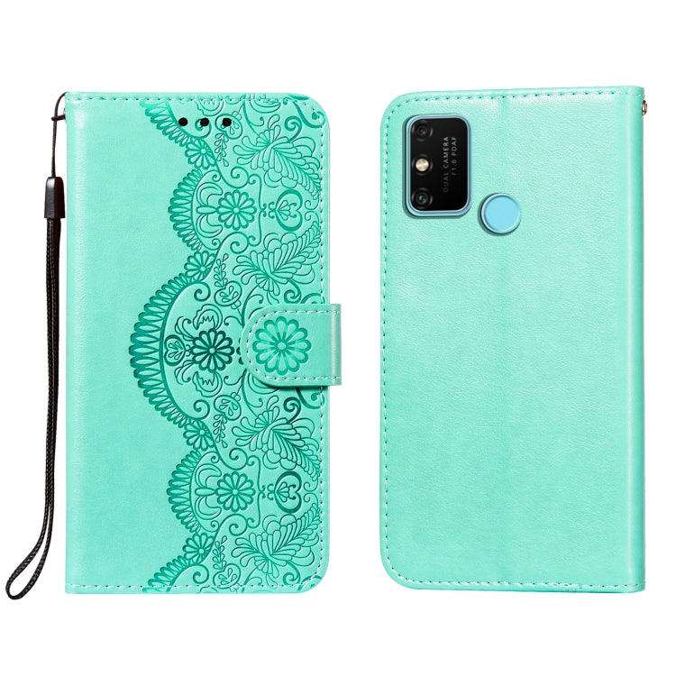 For Huawei Honor 9A Flower Vine Embossing Pattern Horizontal Flip Leather Case with Card Slot & Holder & Wallet & Lanyard