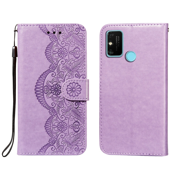 For Huawei Honor 9A Flower Vine Embossing Pattern Horizontal Flip Leather Case with Card Slot & Holder & Wallet & Lanyard