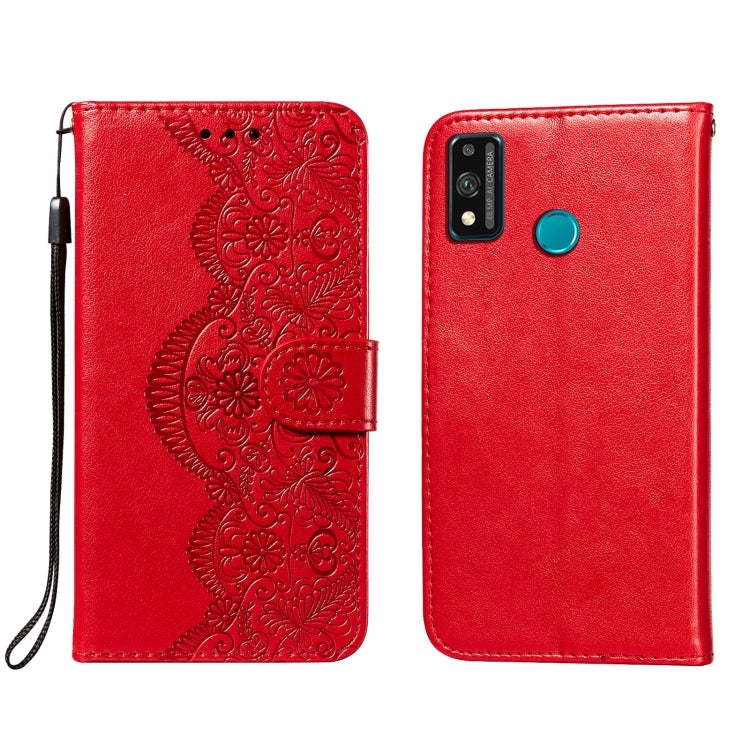 For Huawei Honor 9X Lite Flower Vine Embossing Pattern Horizontal Flip Leather Case with Card Slot & Holder & Wallet & Lanyard