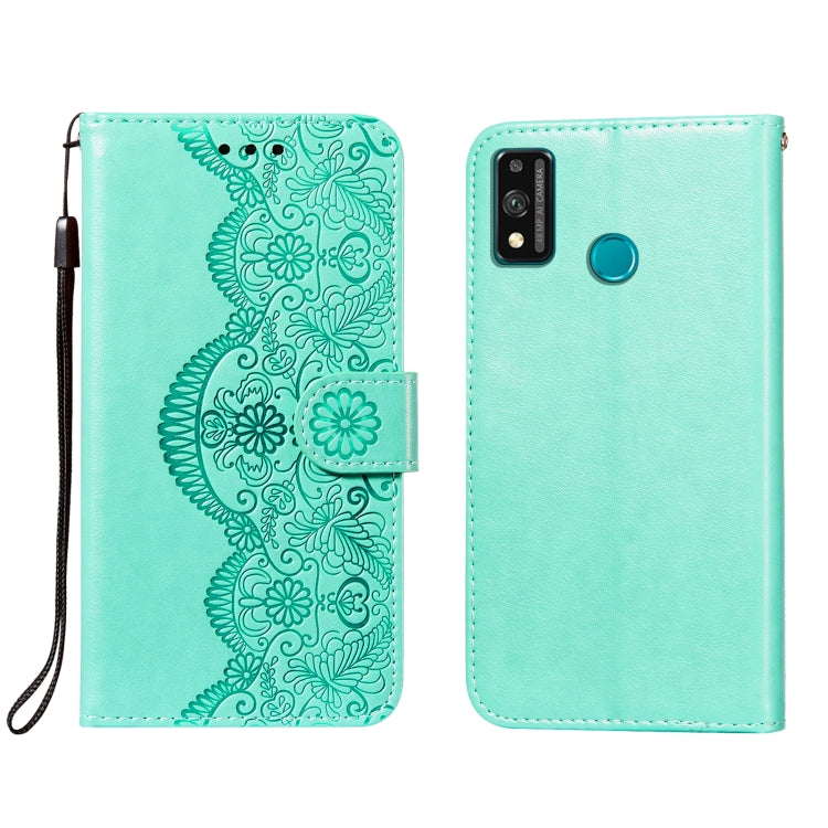 For Huawei Honor 9X Lite Flower Vine Embossing Pattern Horizontal Flip Leather Case with Card Slot & Holder & Wallet & Lanyard