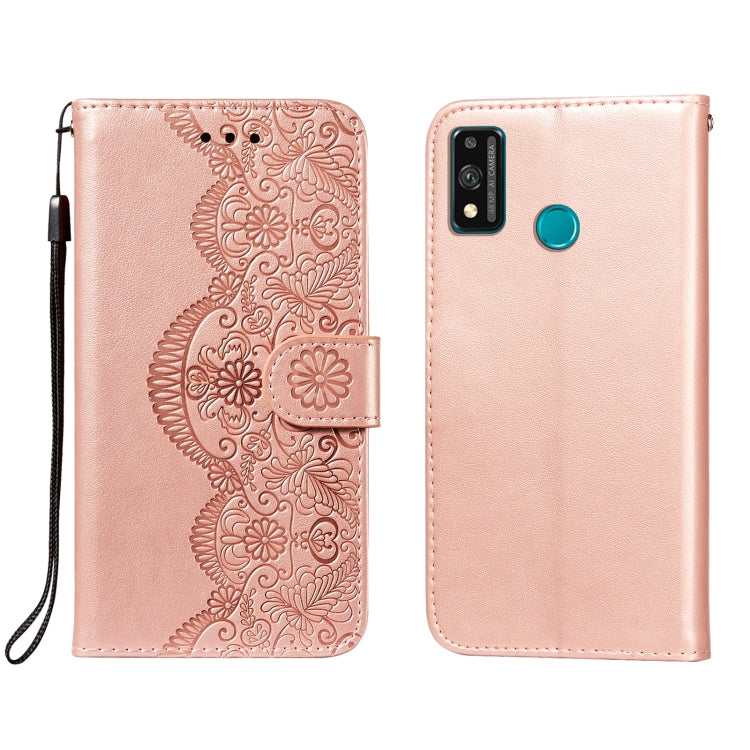 For Huawei Honor 9X Lite Flower Vine Embossing Pattern Horizontal Flip Leather Case with Card Slot & Holder & Wallet & Lanyard