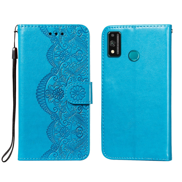 For Huawei Honor 9X Lite Flower Vine Embossing Pattern Horizontal Flip Leather Case with Card Slot & Holder & Wallet & Lanyard