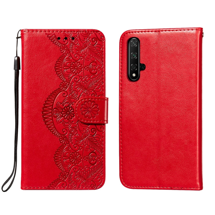 For Huawei Honor 20 Flower Vine Embossing Pattern Horizontal Flip Leather Case with Card Slot & Holder & Wallet & Lanyard