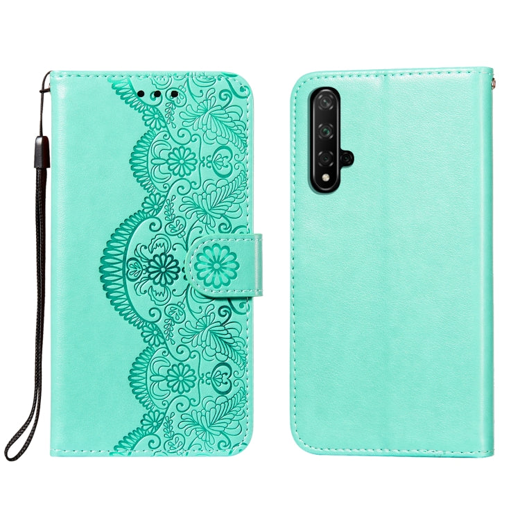 For Huawei Honor 20 Flower Vine Embossing Pattern Horizontal Flip Leather Case with Card Slot & Holder & Wallet & Lanyard