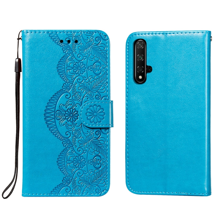 For Huawei Honor 20 Flower Vine Embossing Pattern Horizontal Flip Leather Case with Card Slot & Holder & Wallet & Lanyard