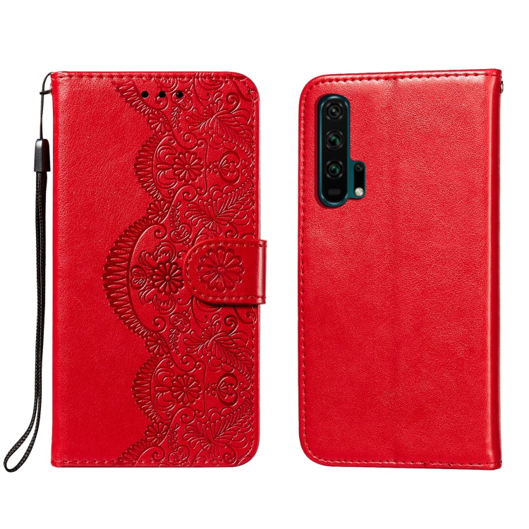 For Huawei Honor 20 Pro Flower Vine Embossing Pattern Horizontal Flip Leather Case with Card Slot & Holder & Wallet & Lanyard