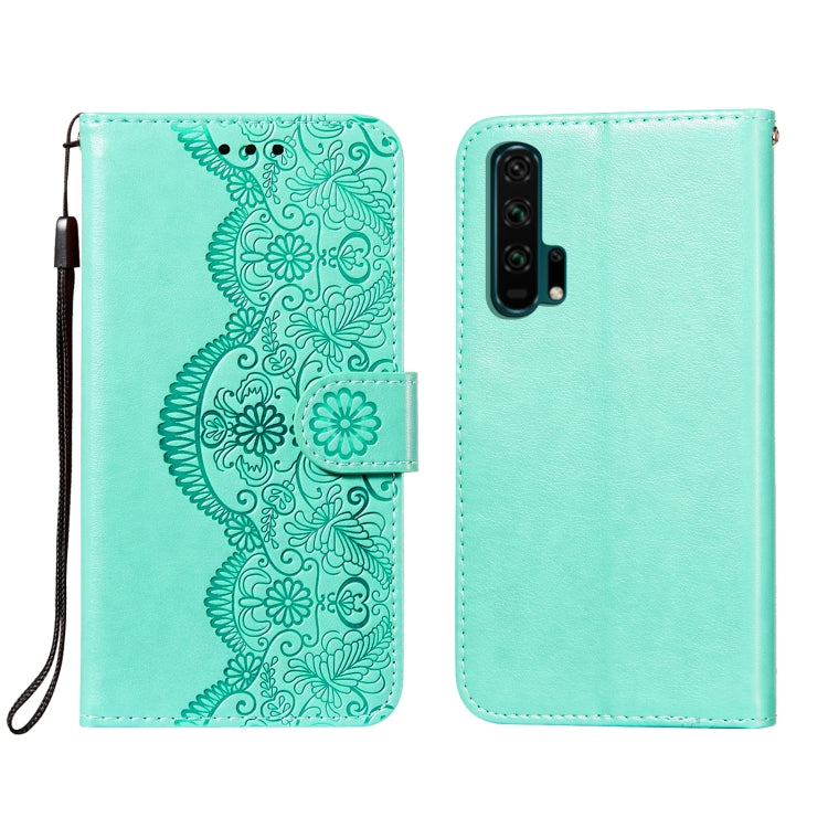 For Huawei Honor 20 Pro Flower Vine Embossing Pattern Horizontal Flip Leather Case with Card Slot & Holder & Wallet & Lanyard