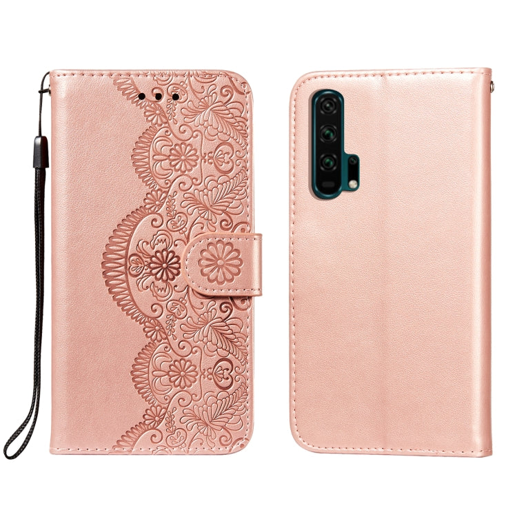 For Huawei Honor 20 Pro Flower Vine Embossing Pattern Horizontal Flip Leather Case with Card Slot & Holder & Wallet & Lanyard