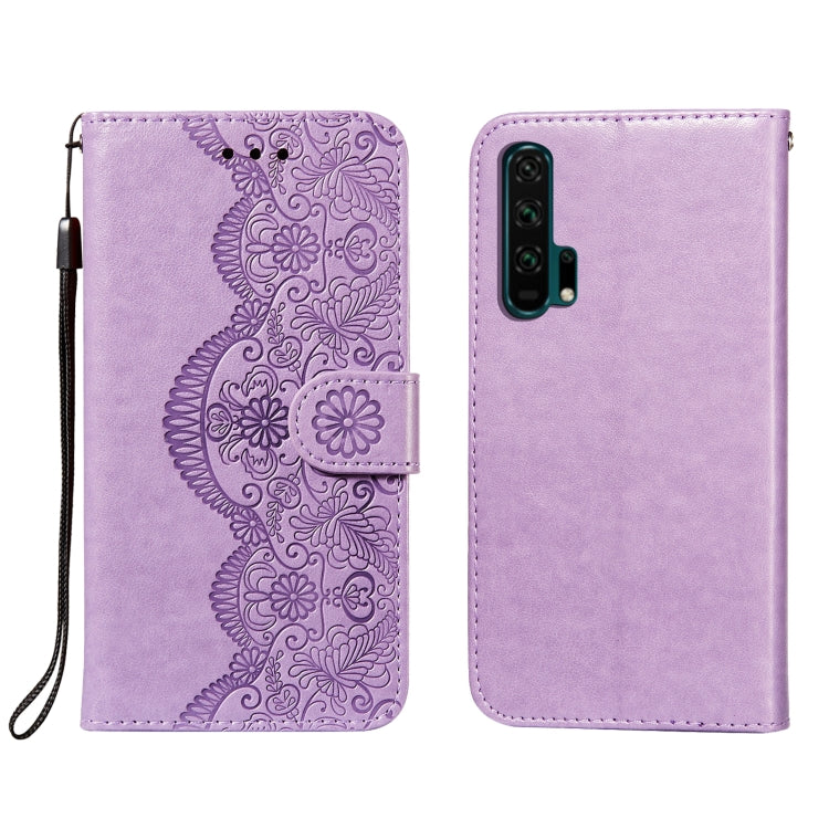 For Huawei Honor 20 Pro Flower Vine Embossing Pattern Horizontal Flip Leather Case with Card Slot & Holder & Wallet & Lanyard