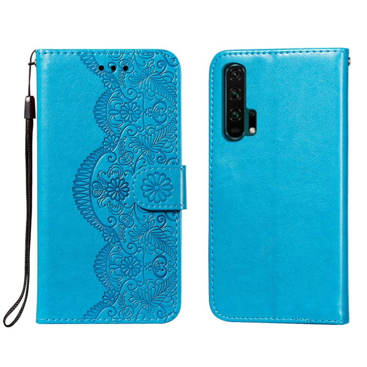 For Huawei Honor 20 Pro Flower Vine Embossing Pattern Horizontal Flip Leather Case with Card Slot & Holder & Wallet & Lanyard