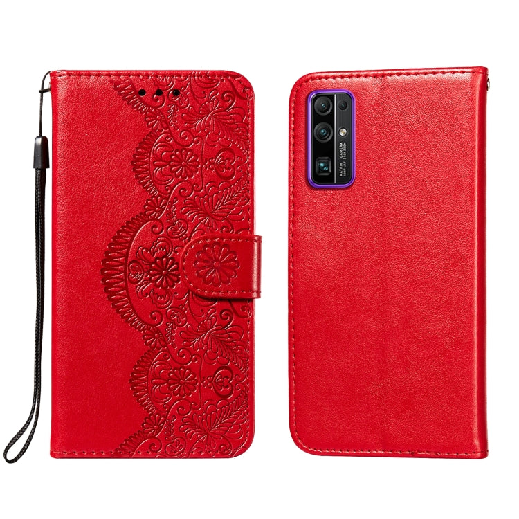 For Huawei Honor 30 Flower Vine Embossing Pattern Horizontal Flip Leather Case with Card Slot & Holder & Wallet & Lanyard