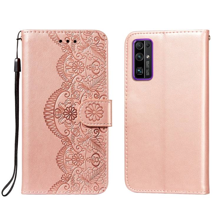 For Huawei Honor 30 Flower Vine Embossing Pattern Horizontal Flip Leather Case with Card Slot & Holder & Wallet & Lanyard