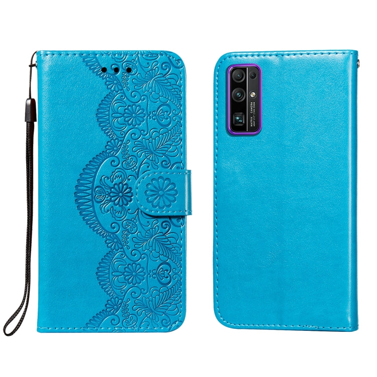 For Huawei Honor 30 Flower Vine Embossing Pattern Horizontal Flip Leather Case with Card Slot & Holder & Wallet & Lanyard