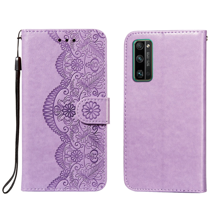 For Huawei Honor 30 Pro Flower Vine Embossing Pattern Horizontal Flip Leather Case with Card Slot & Holder & Wallet & Lanyard