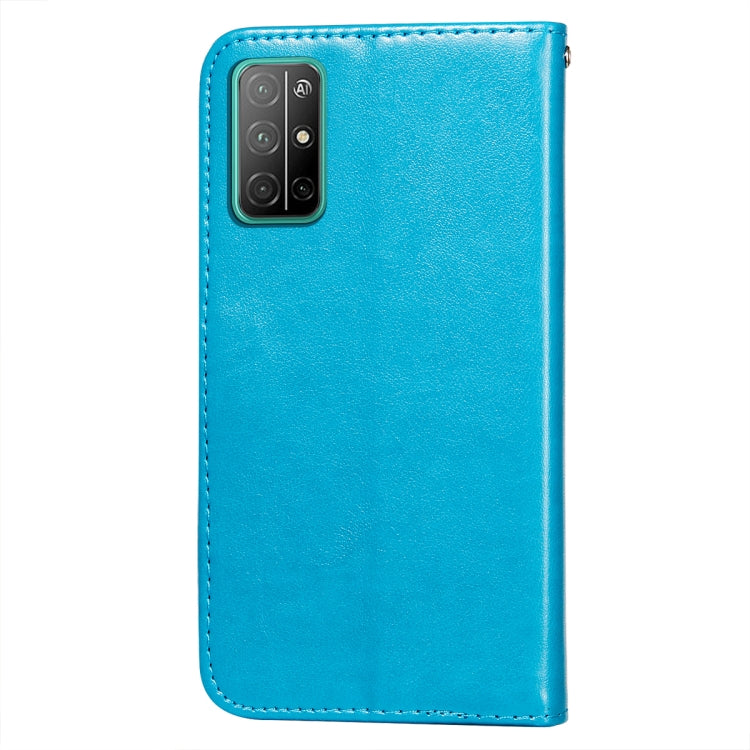 For Huawei Honor 30S Flower Vine Embossing Pattern Horizontal Flip Leather Case with Card Slot & Holder & Wallet & Lanyard