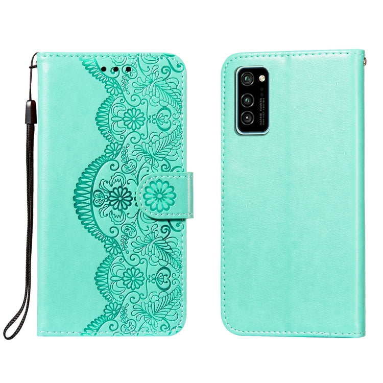 For Huawei Honor V30 / V30 Pro Flower Vine Embossing Pattern Horizontal Flip Leather Case with Card Slot & Holder & Wallet & Lanyard