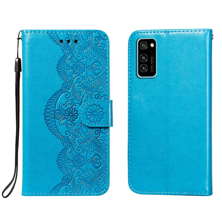 For Huawei Honor V30 / V30 Pro Flower Vine Embossing Pattern Horizontal Flip Leather Case with Card Slot & Holder & Wallet & Lanyard