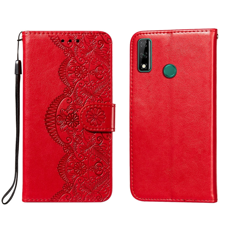 For Huawei Honor Y8s Flower Vine Embossing Pattern Horizontal Flip Leather Case with Card Slot & Holder & Wallet & Lanyard