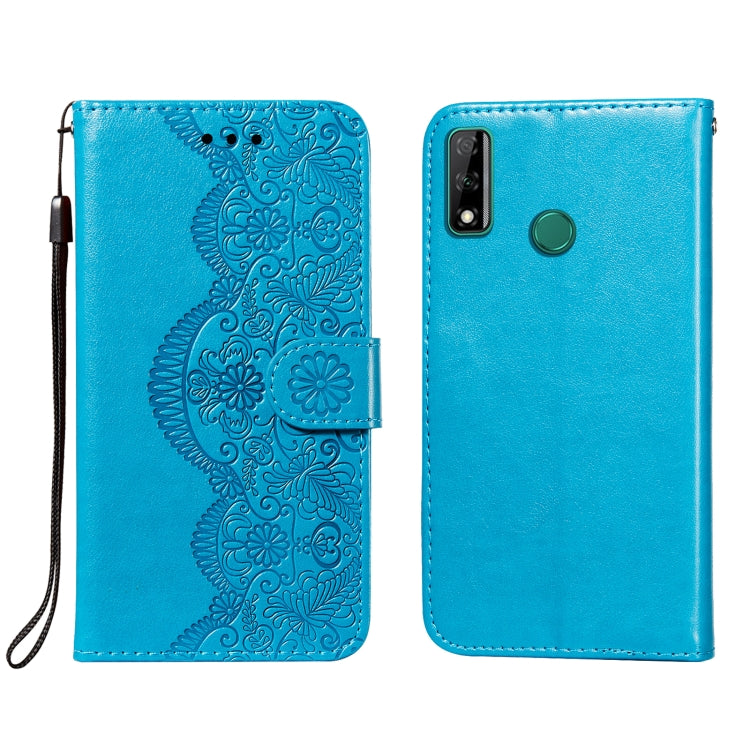 For Huawei Honor Y8s Flower Vine Embossing Pattern Horizontal Flip Leather Case with Card Slot & Holder & Wallet & Lanyard