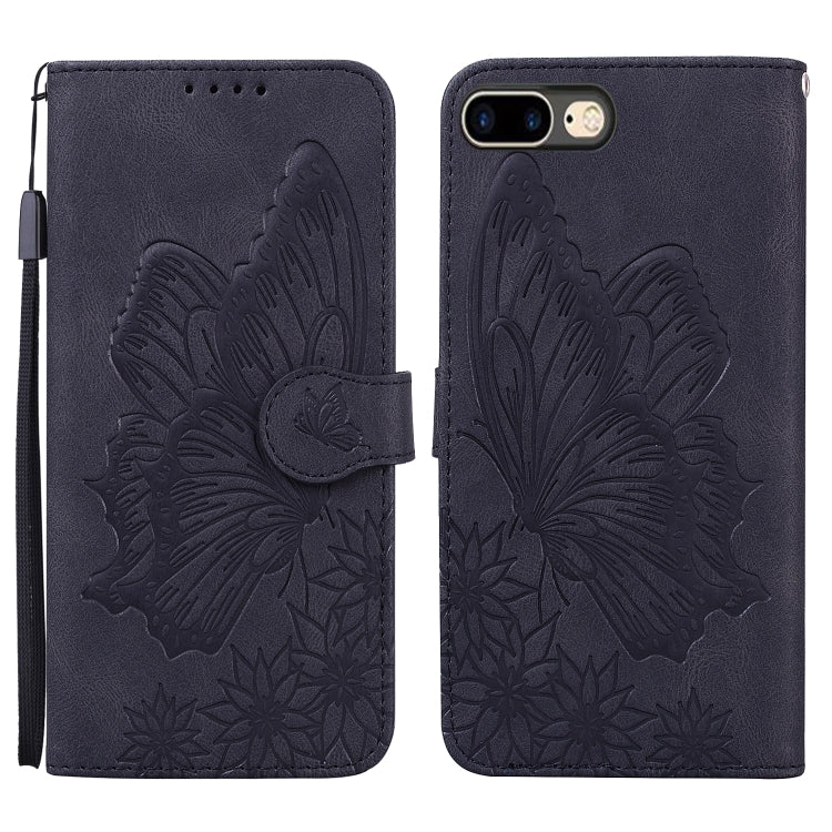 Retro Skin Feel Butterflies Embossing Horizontal Flip Leather Case with Holder & Card Slots & Wallet For iPhone 6 Plus / 6s Plus