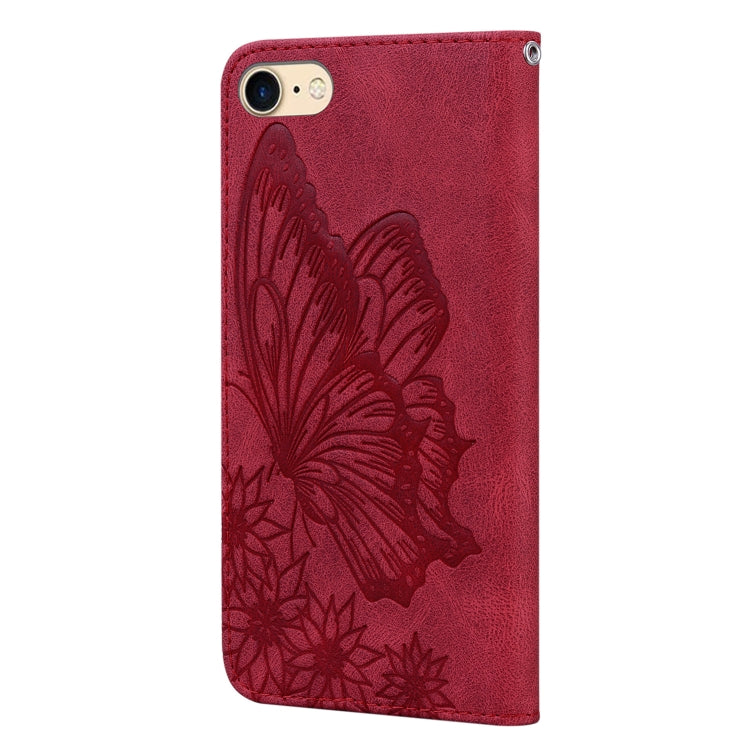 For iPhone SE 2022 / SE 2020 / 8 / 7 Retro Skin Feel Butterflies Embossing Horizontal Flip Leather Case with Holder & Card Slots & Wallet