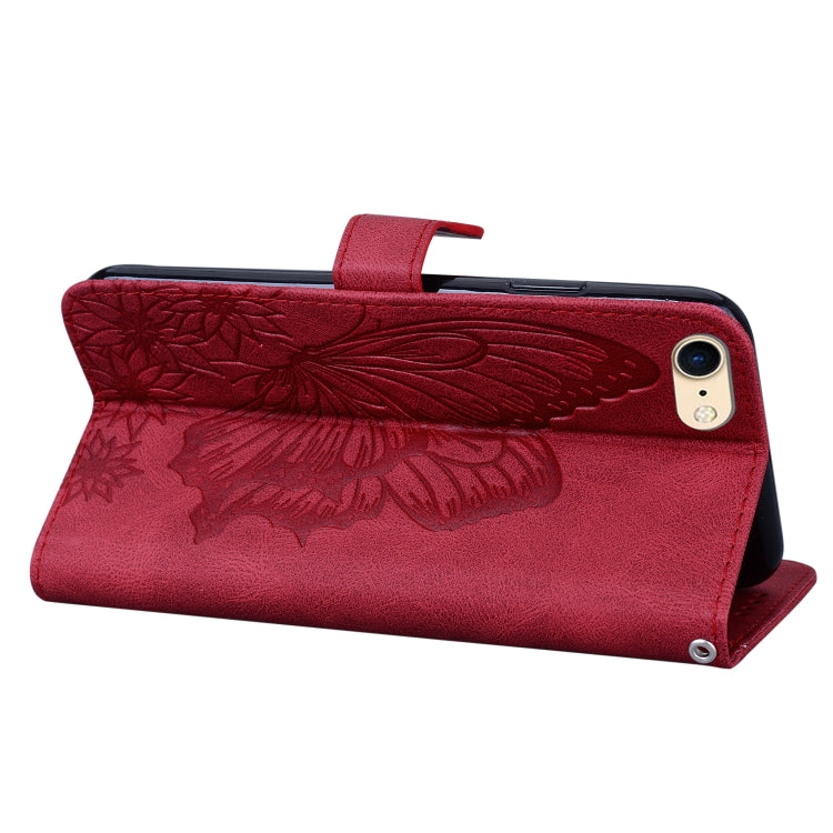 For iPhone SE 2022 / SE 2020 / 8 / 7 Retro Skin Feel Butterflies Embossing Horizontal Flip Leather Case with Holder & Card Slots & Wallet