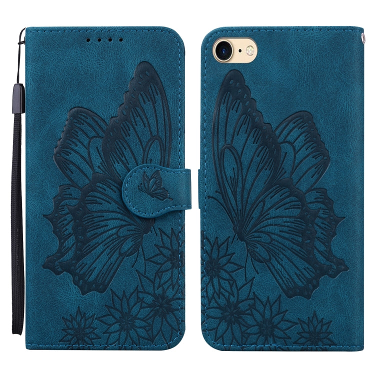 For iPhone SE 2022 / SE 2020 / 8 / 7 Retro Skin Feel Butterflies Embossing Horizontal Flip Leather Case with Holder & Card Slots & Wallet