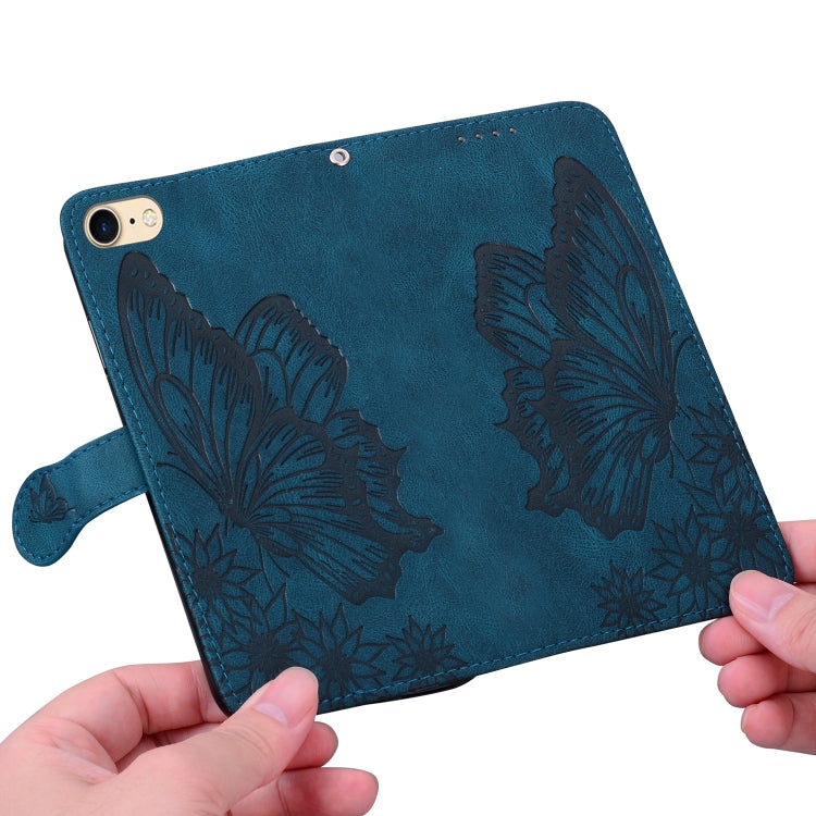 For iPhone SE 2022 / SE 2020 / 8 / 7 Retro Skin Feel Butterflies Embossing Horizontal Flip Leather Case with Holder & Card Slots & Wallet