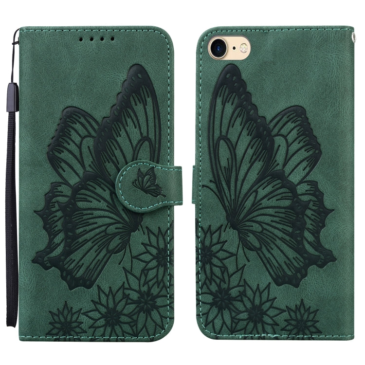 For iPhone SE 2022 / SE 2020 / 8 / 7 Retro Skin Feel Butterflies Embossing Horizontal Flip Leather Case with Holder & Card Slots & Wallet