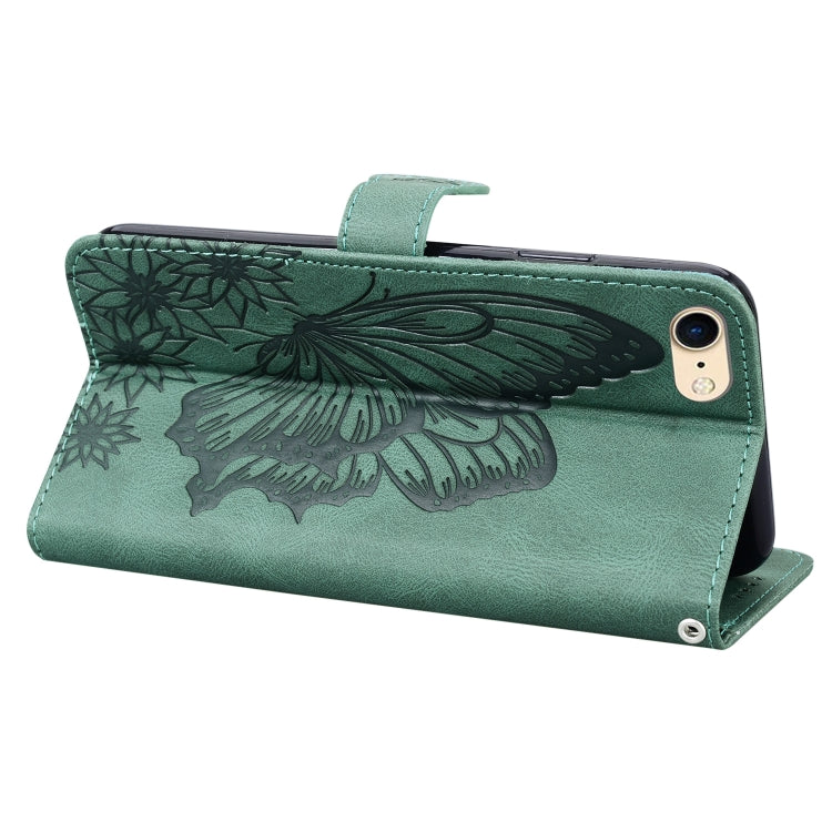 For iPhone SE 2022 / SE 2020 / 8 / 7 Retro Skin Feel Butterflies Embossing Horizontal Flip Leather Case with Holder & Card Slots & Wallet